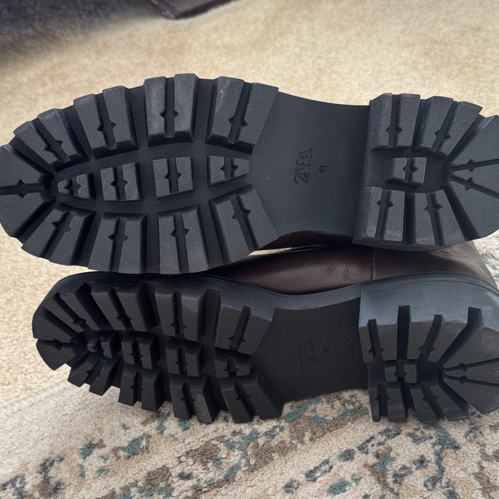 Zara Dark Brown Combat Boots - Picture 4 of 5